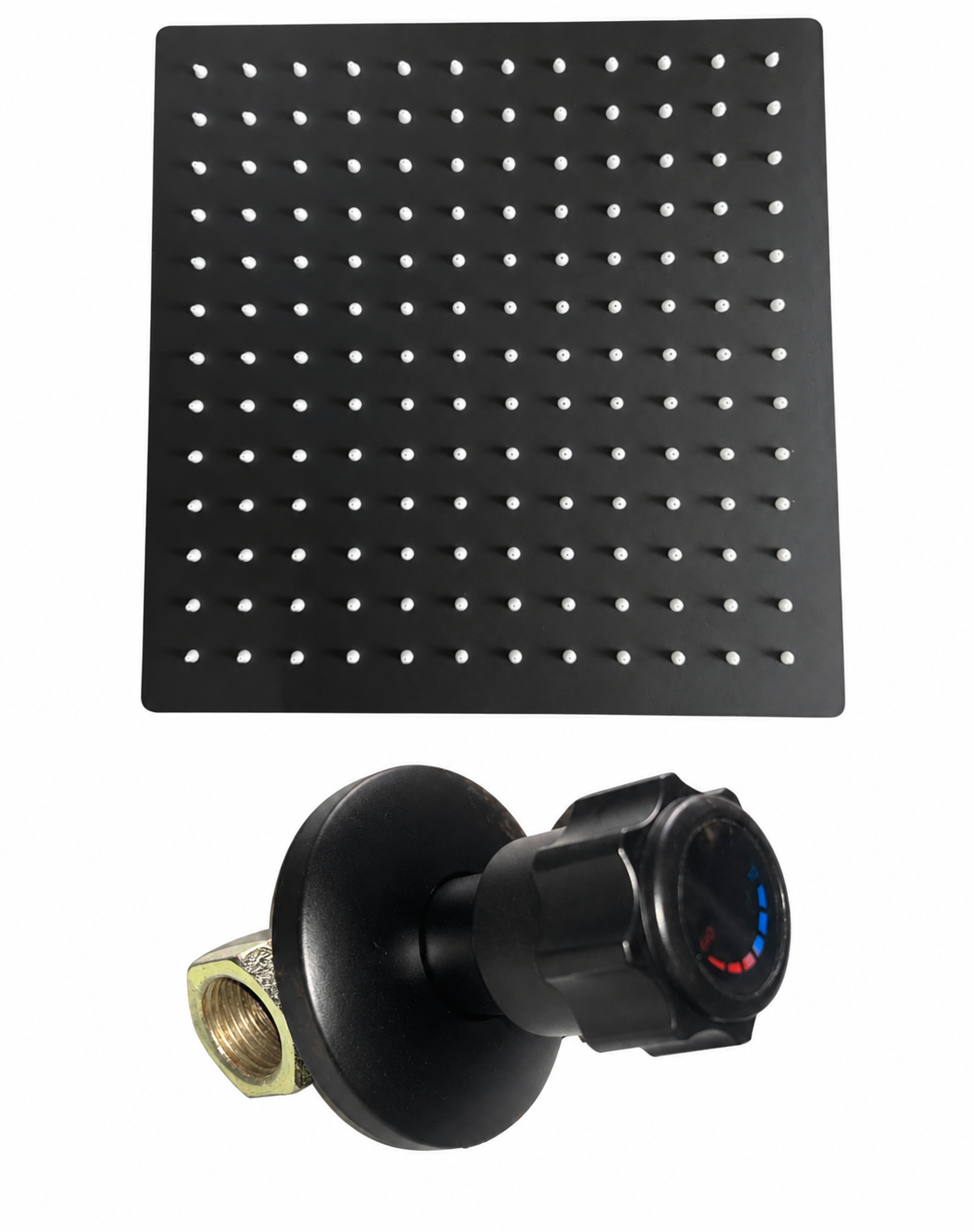 Ducha de Baño 8 Pulgadas en Acero Inoxidable Negra con Llave de Agua Fría