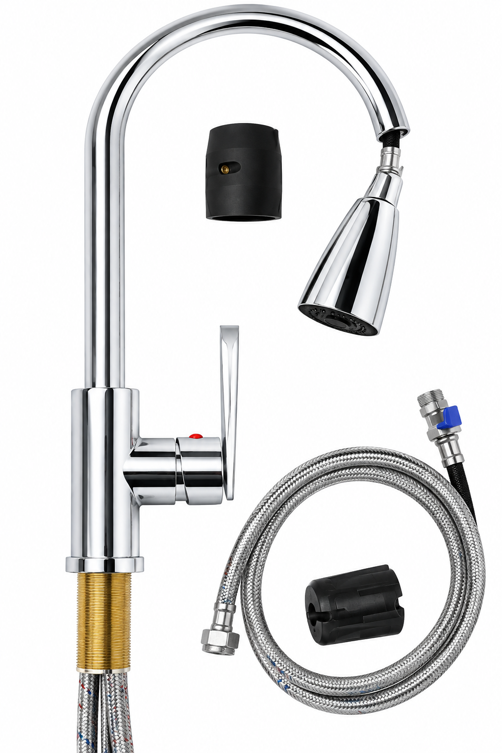 Llave Lavaplatos de Lujo Flexible y Graduable con Monocontrol de Agua Fría y Caliente